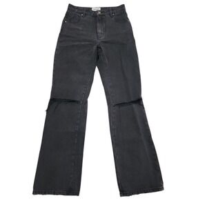 Rolla's Original Straight Jeans Women Size 25 Black Distressed High Rise Grunge